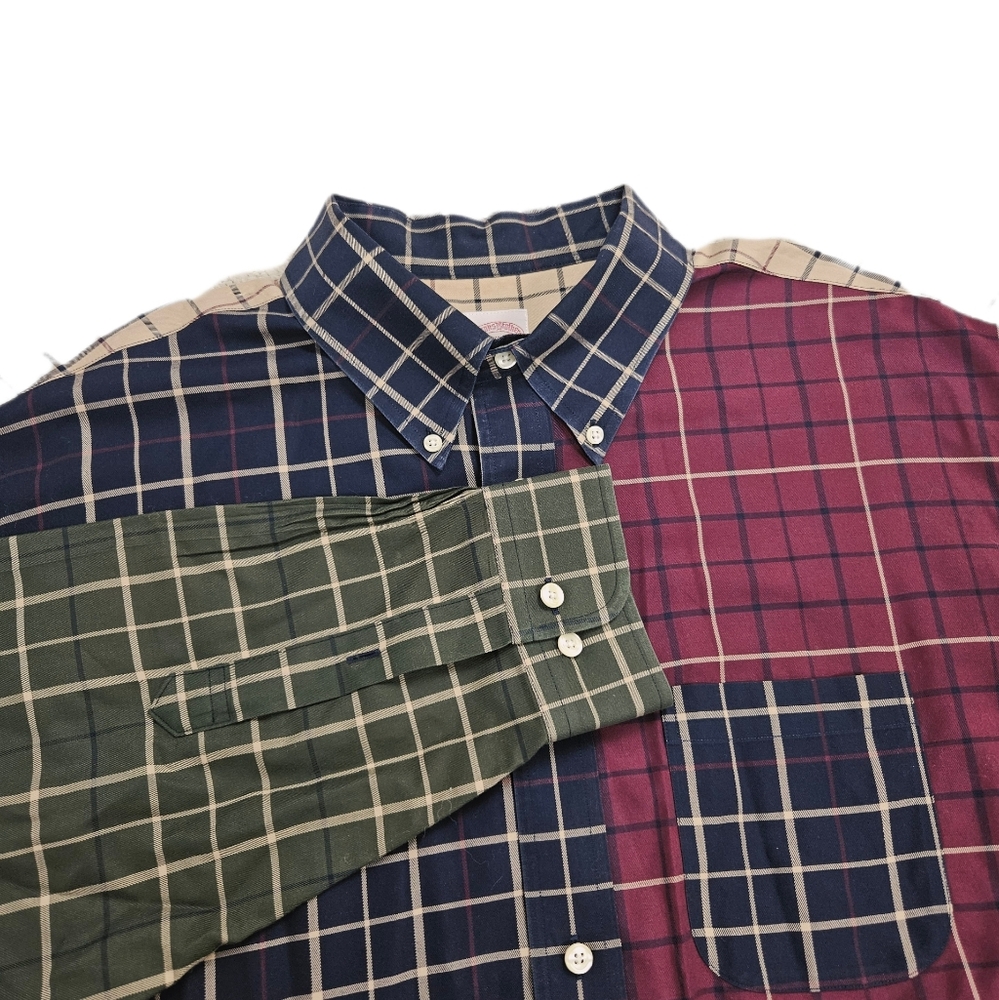 Brooks Brothers 346 Shirt Mens XL Colorblock Plaid Long Sleeve Button Down